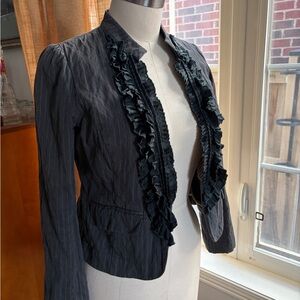 Converse Black Ruffle-Trim Open Front Blazer